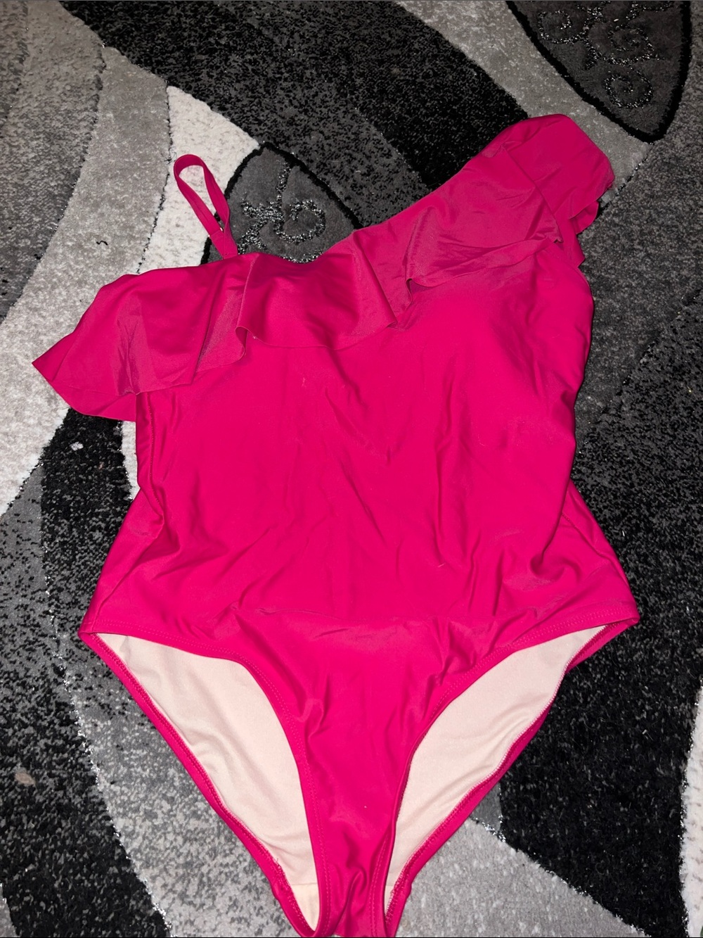 Kona Sol Hot Pink One-Shoulder Ruffle One-Piece Swimsuit Plus Size